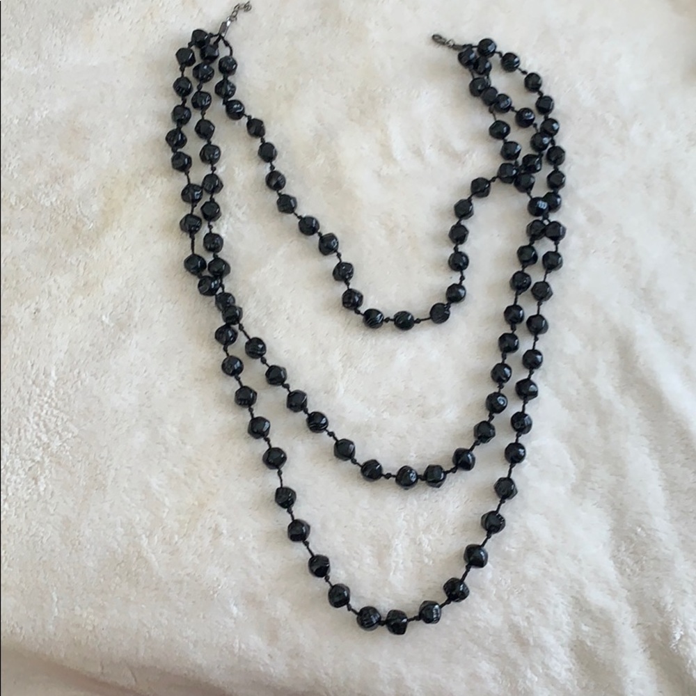 Black layered plastic necklace